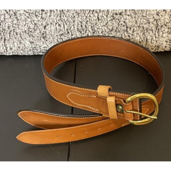 Bianchi‎ #B3 Smooth Brown Leather Ranger Belt Brass Buckle Size 32 Outdoor - Picture 1 of 9